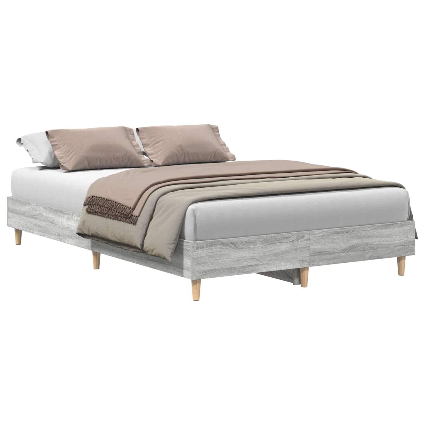 Bed Frame Grey Sonoma 193 x 123 x 25 cm Engineered Wood