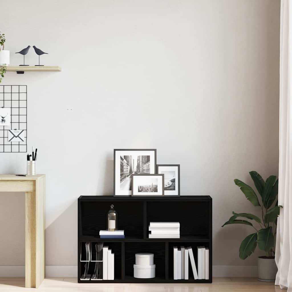Bookcase Black Oak 50x25x80 cm Engineered Wood
