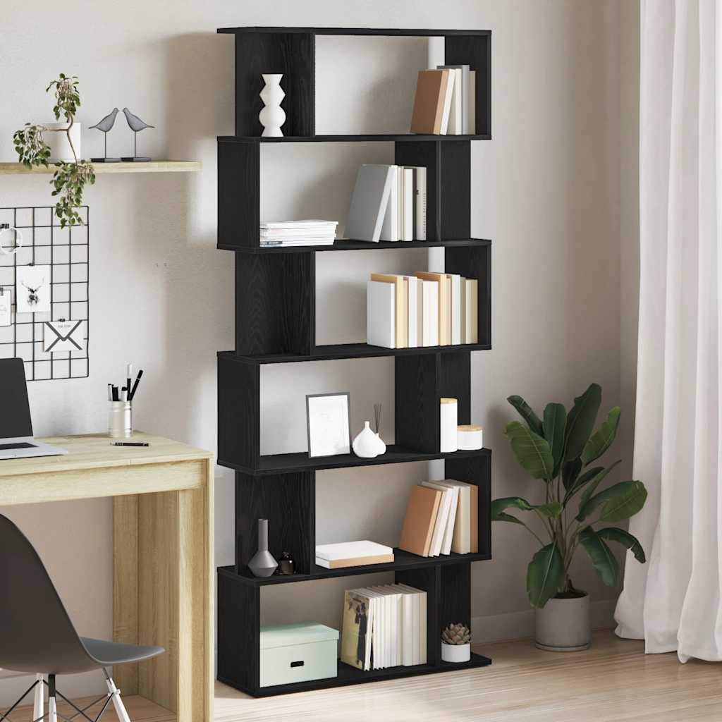 Bookcase Black Oak 80x24x190,5 cm Engineered Wood