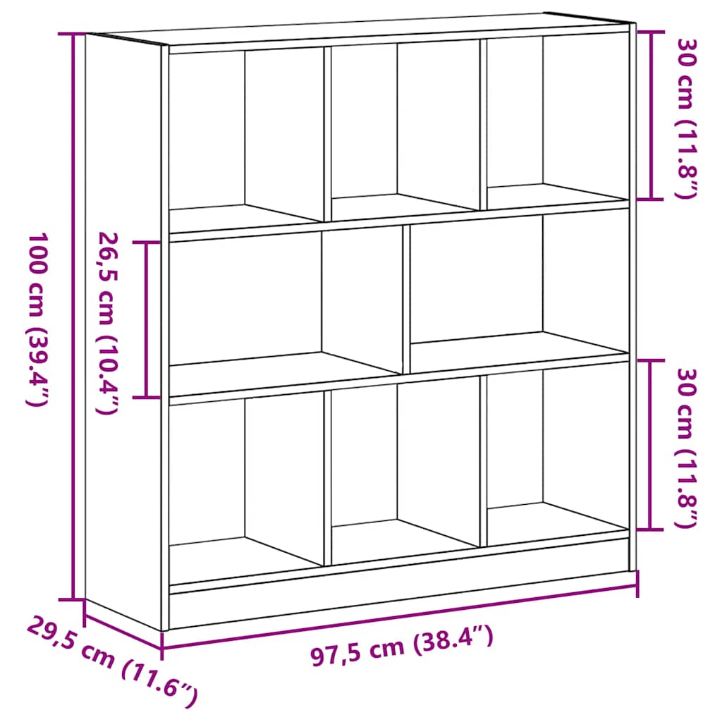 Book Cabinet Black Oak 97.5x29.5x100 cm Engineered Wood