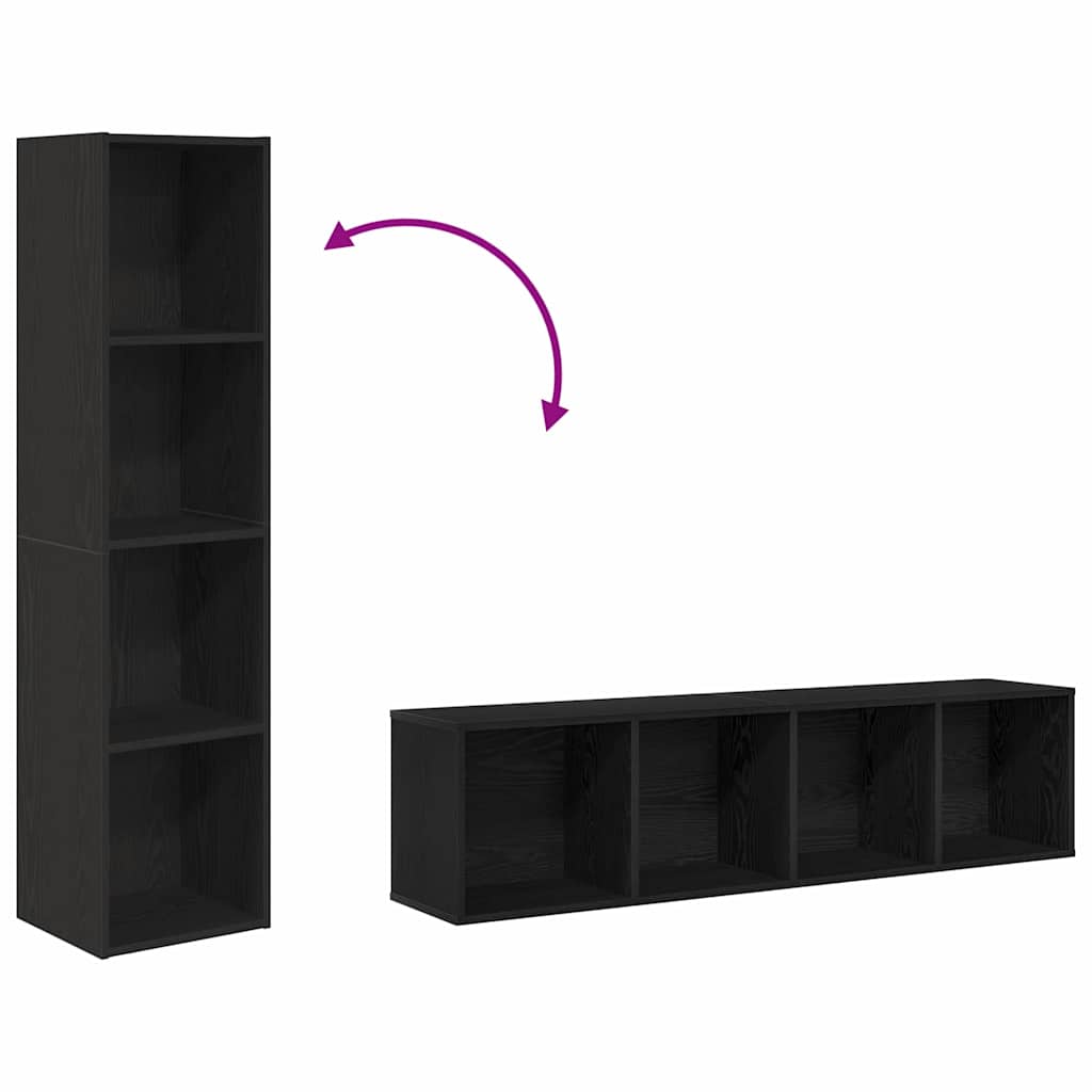 Bookshelf Black Oak 36x30x143 cm Engineered Wood
