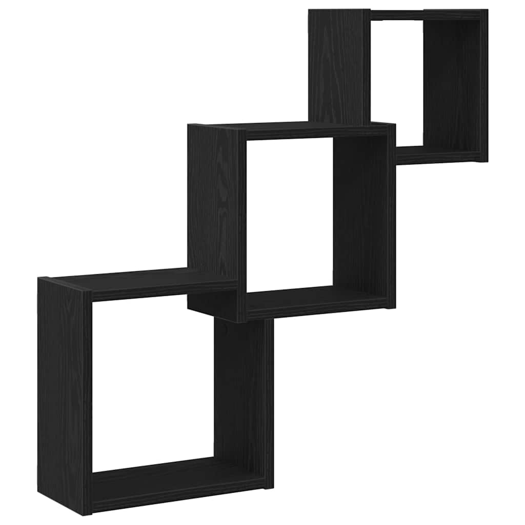 Wall Cube Shelves Black Oak 68x15x68 cm Engineered Wood