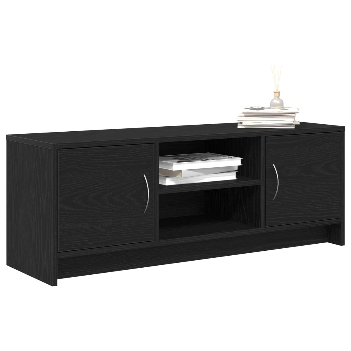 TV Cabinet Black Oak 102x30x37,5 cm Engineered Wood