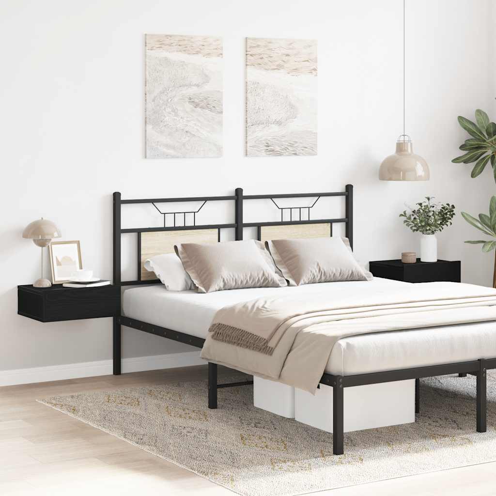 Floating Nightstands 2 pcs Black Oak 40x32x15cm Engineered Wood