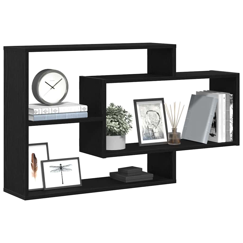 Wall Shelf Black Oak 104x20x58.5 cm Engineered Wood