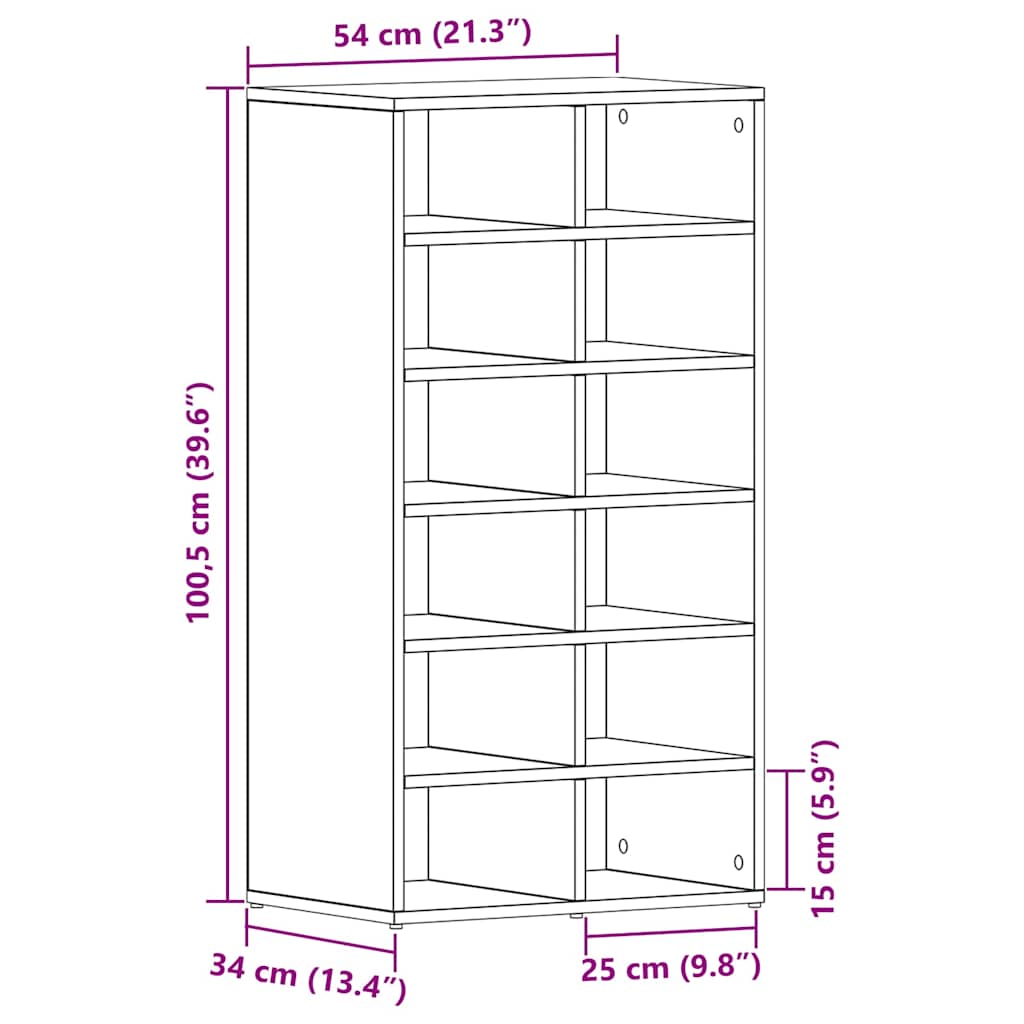 Shoe Rack Black Oak 54x34x100.5 cm Engineered Wood