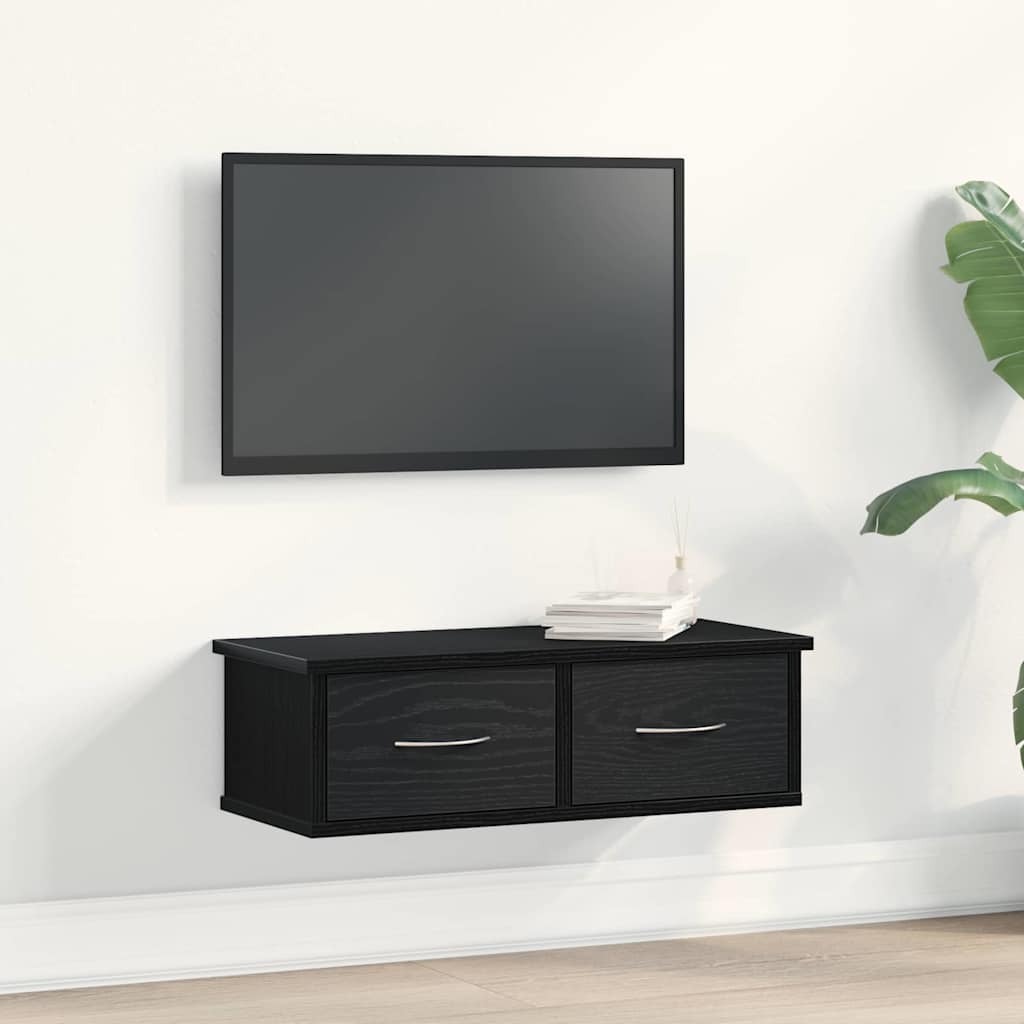 Wall Cabinet Wall-Mounted Black Oak 60 x 26 x 18.5 cm