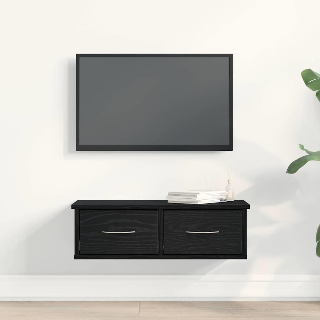 Wall Cabinet Wall-Mounted Black Oak 60 x 26 x 18.5 cm
