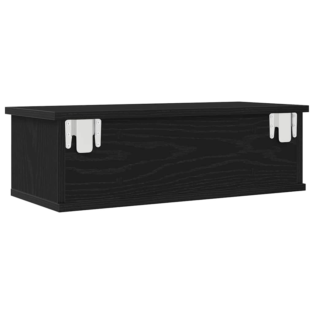 Wall Cabinet Wall-Mounted Black Oak 60 x 26 x 18.5 cm