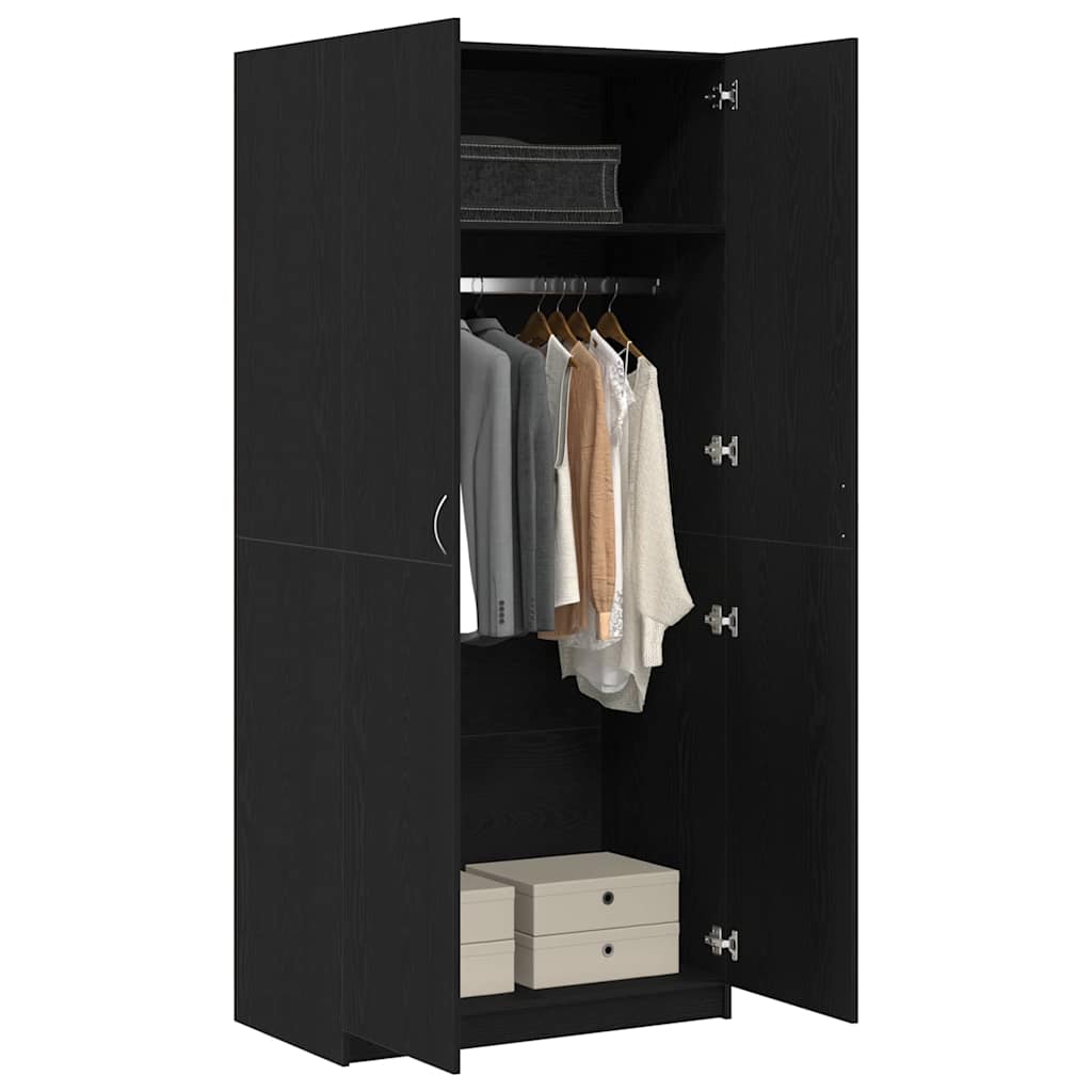 Wardrobe Black Oak 90 x 52 x 200 cm Engineered Wood