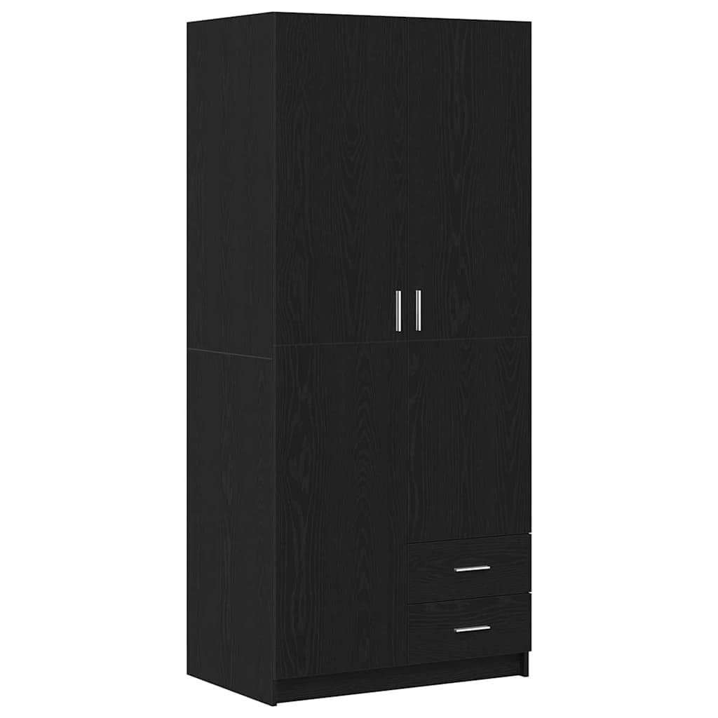 Wardrobe with Drawer Black Oak 80 x 52 x 180 cm Engineered Wood