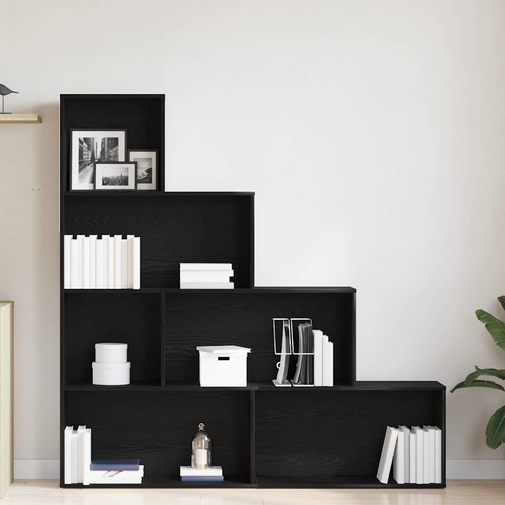 Book Cabinet 6-Tier 155 x 24 x 160 cm Engineered Wood Black Oak