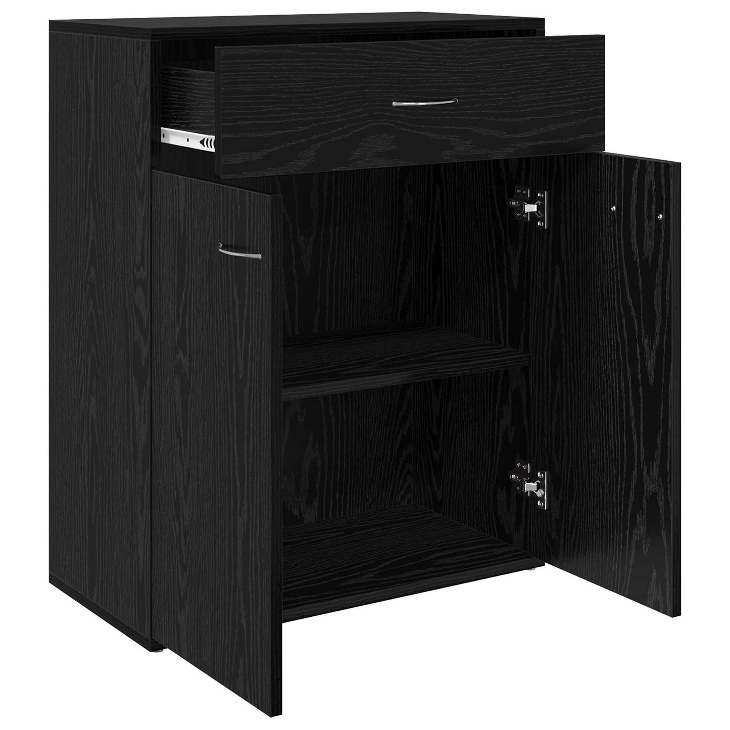 Sideboard with Drawer Black Oak 60 x 30 x 75 cm Engineered Wood