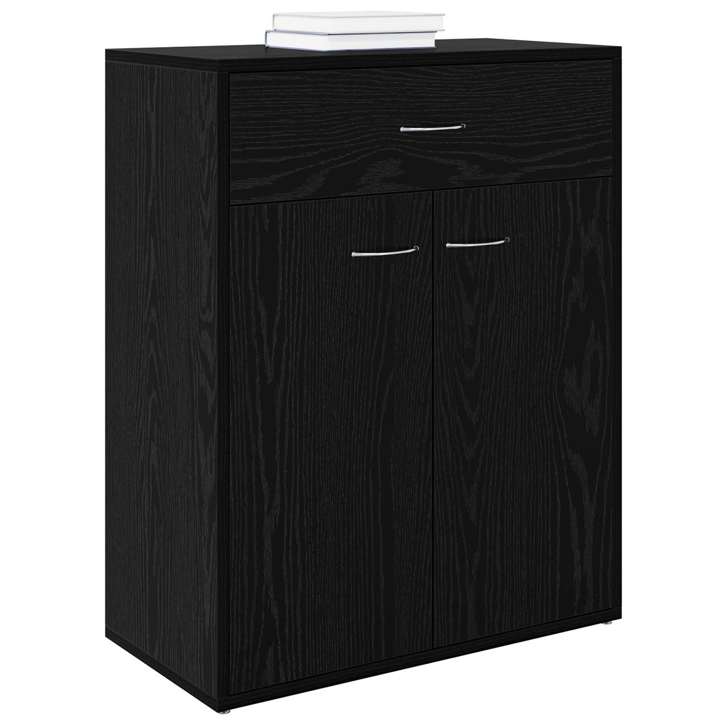 Sideboard with Drawer Black Oak 60 x 30 x 75 cm Engineered Wood
