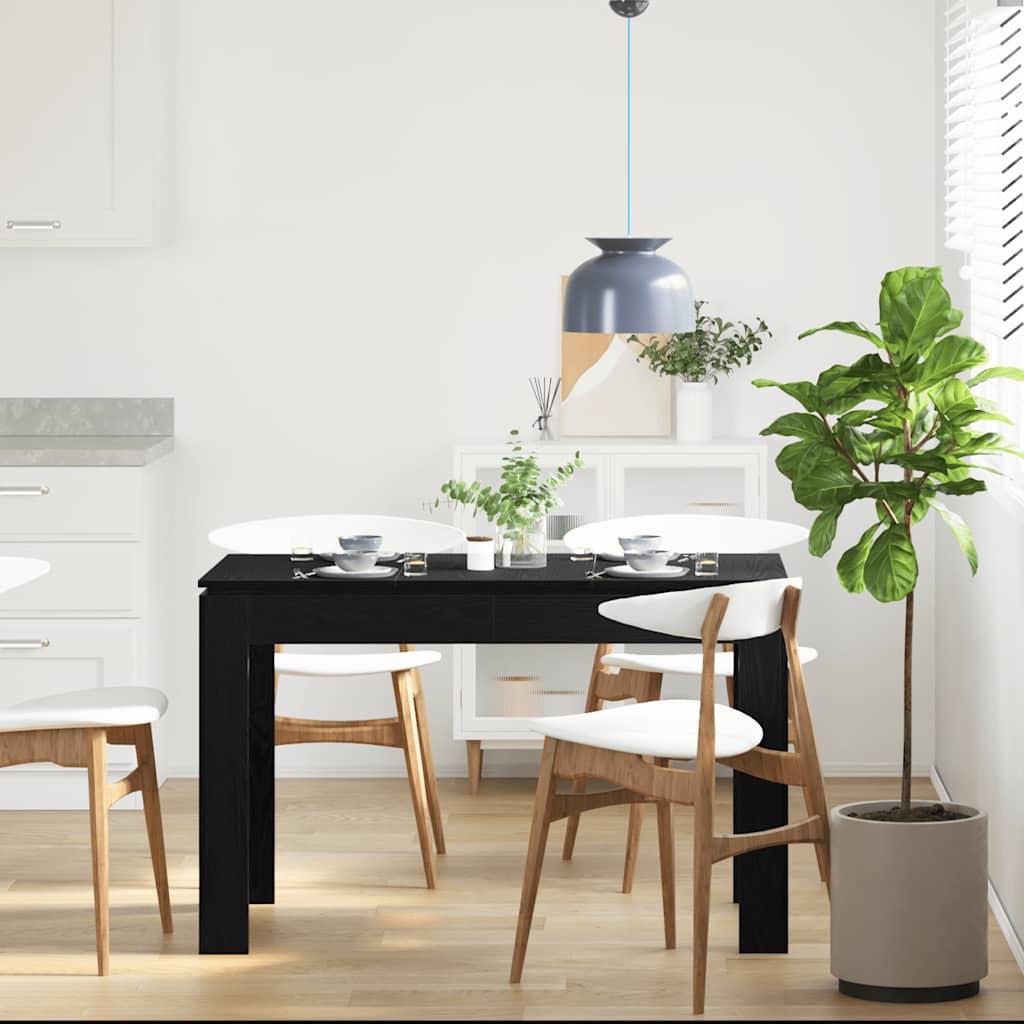 Dining Table Black Oak 120x60x76 cm Engineered Wood