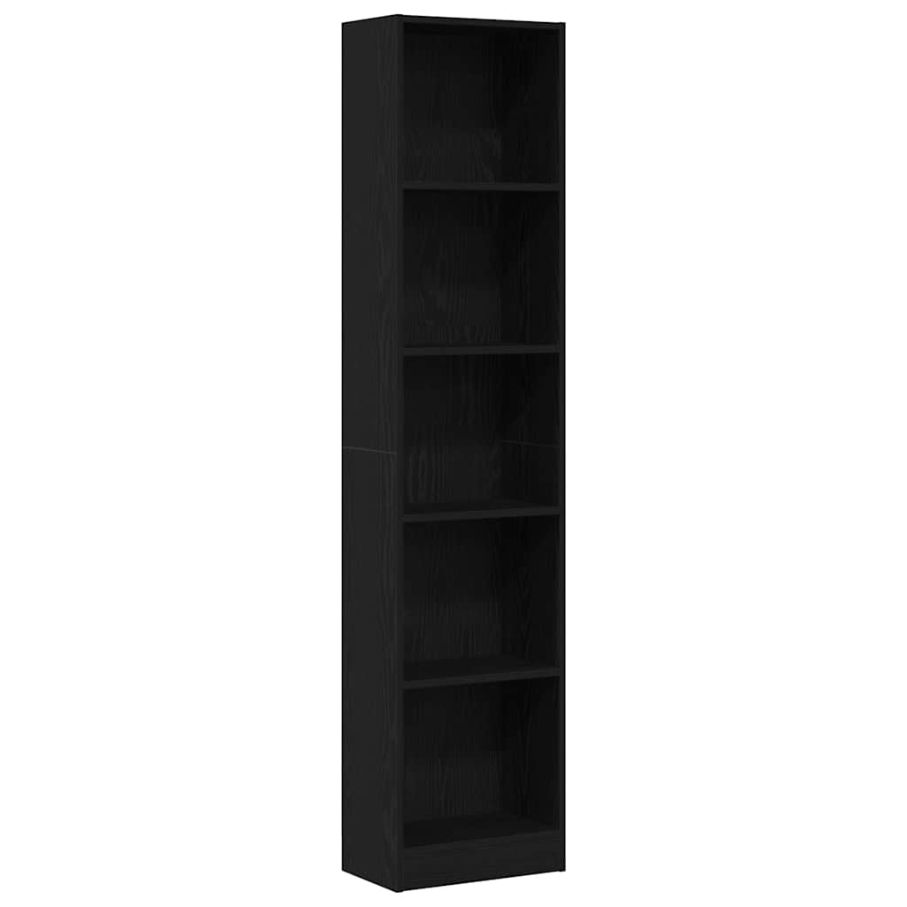 Bookcase Black Oak 40x24x176 cm Engineered Wood