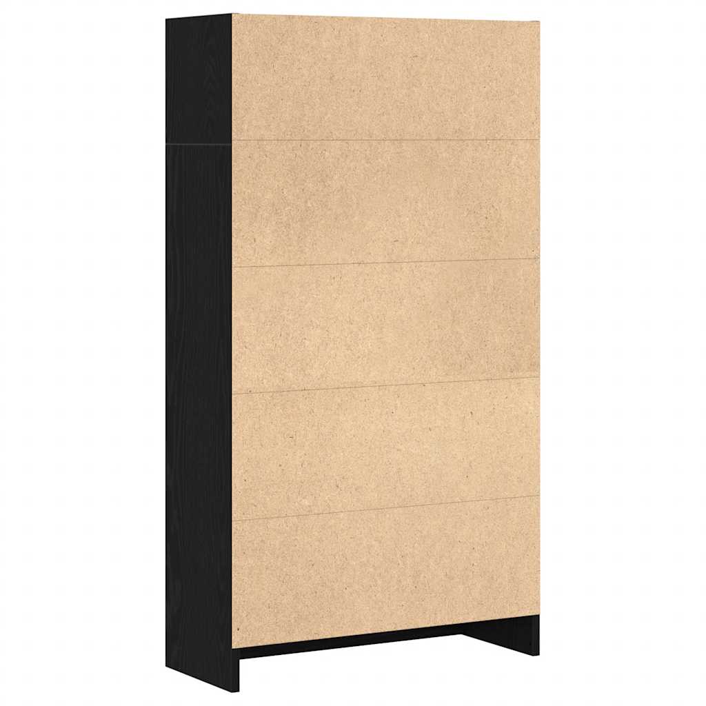 Bookcase Black Oak 60x24x109 cm Engineered Wood