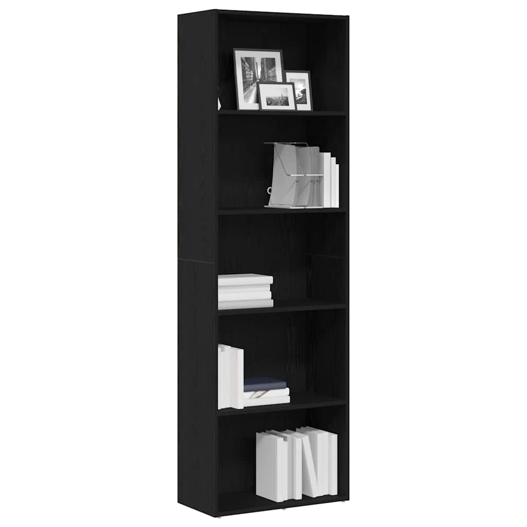 Bookcase Black Oak 60x30x189 cm Engineered Wood