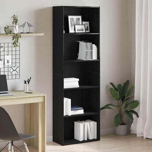 Bookcase Black Oak 60x30x189 cm Engineered Wood