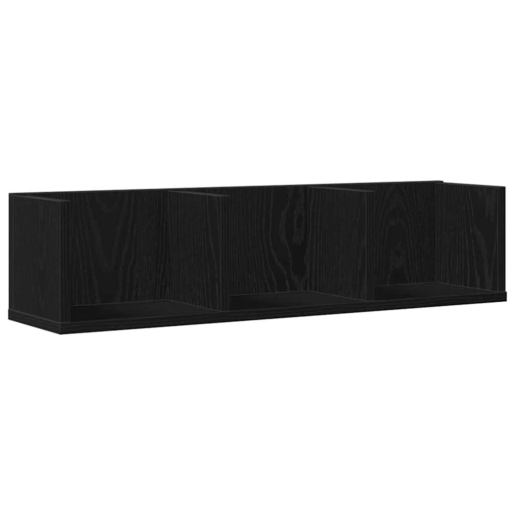 Wall Shelf with Shelf Black Oak 75 x 18 x 18 cm Engineered Wood