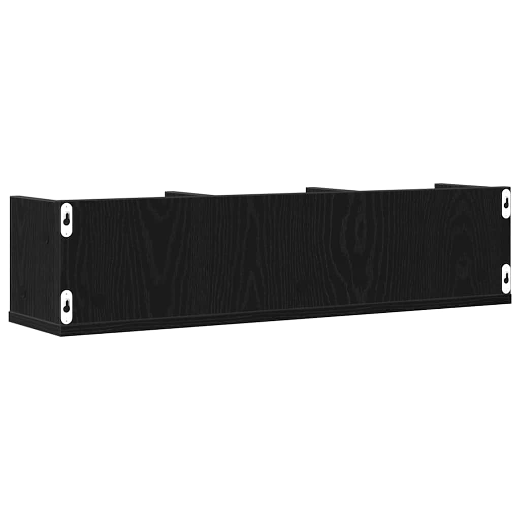 Wall Shelf with Shelf Black Oak 75 x 18 x 18 cm Engineered Wood