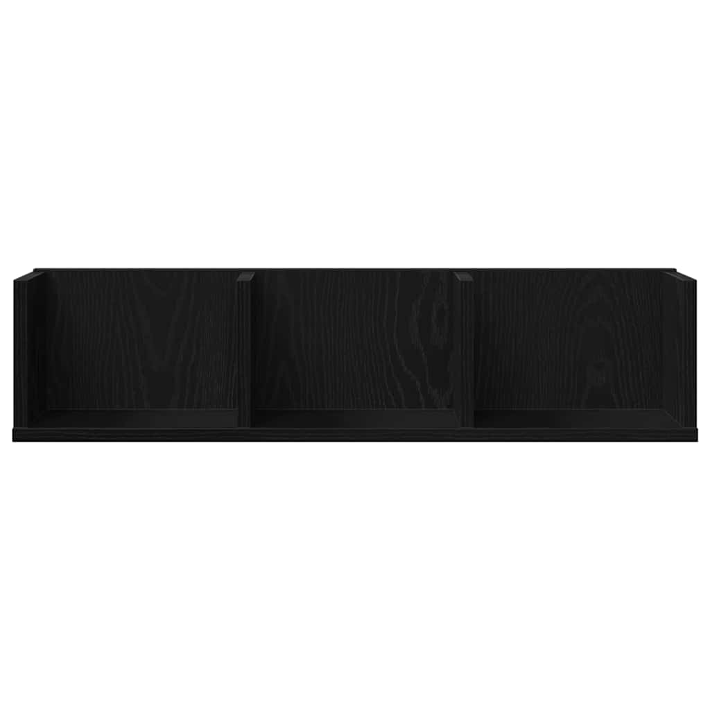 Wall Shelf with Shelf Black Oak 75 x 18 x 18 cm Engineered Wood
