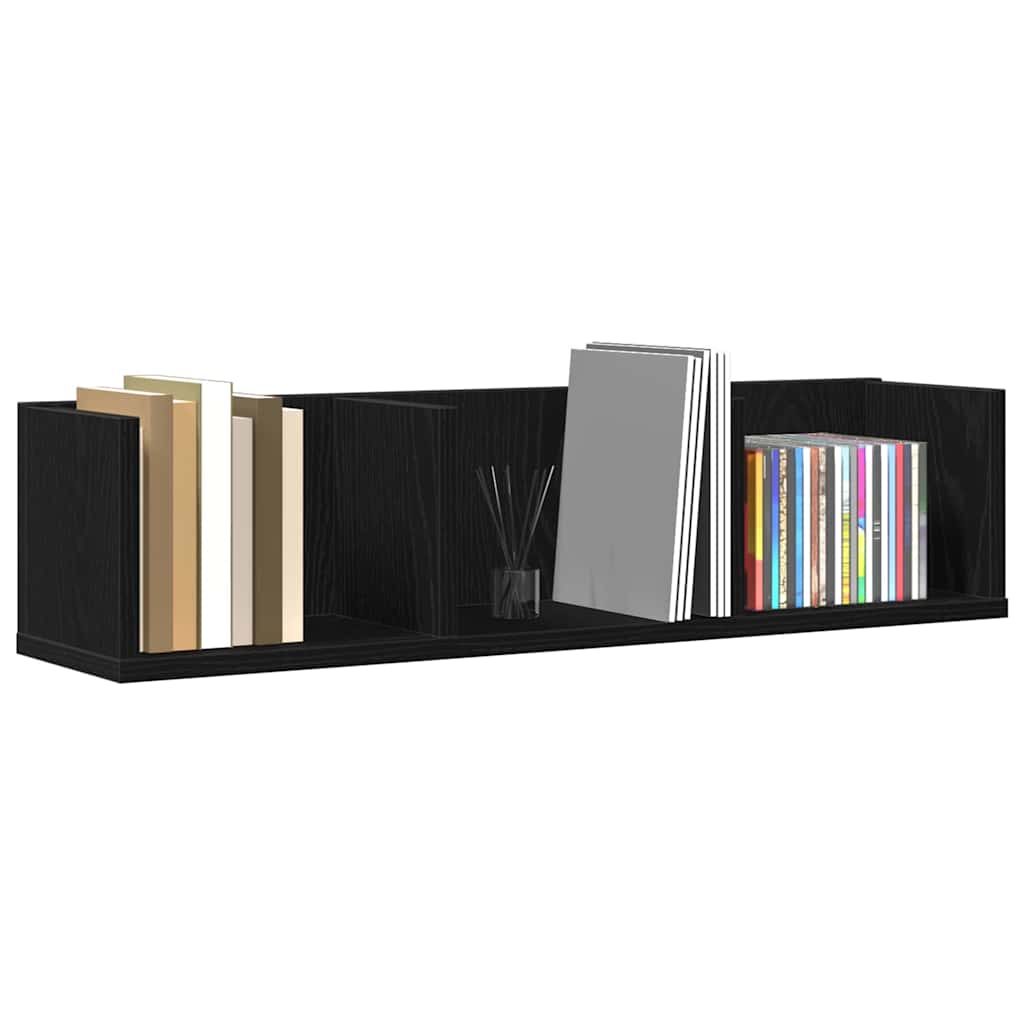 Wall Shelf with Shelf Black Oak 75 x 18 x 18 cm Engineered Wood