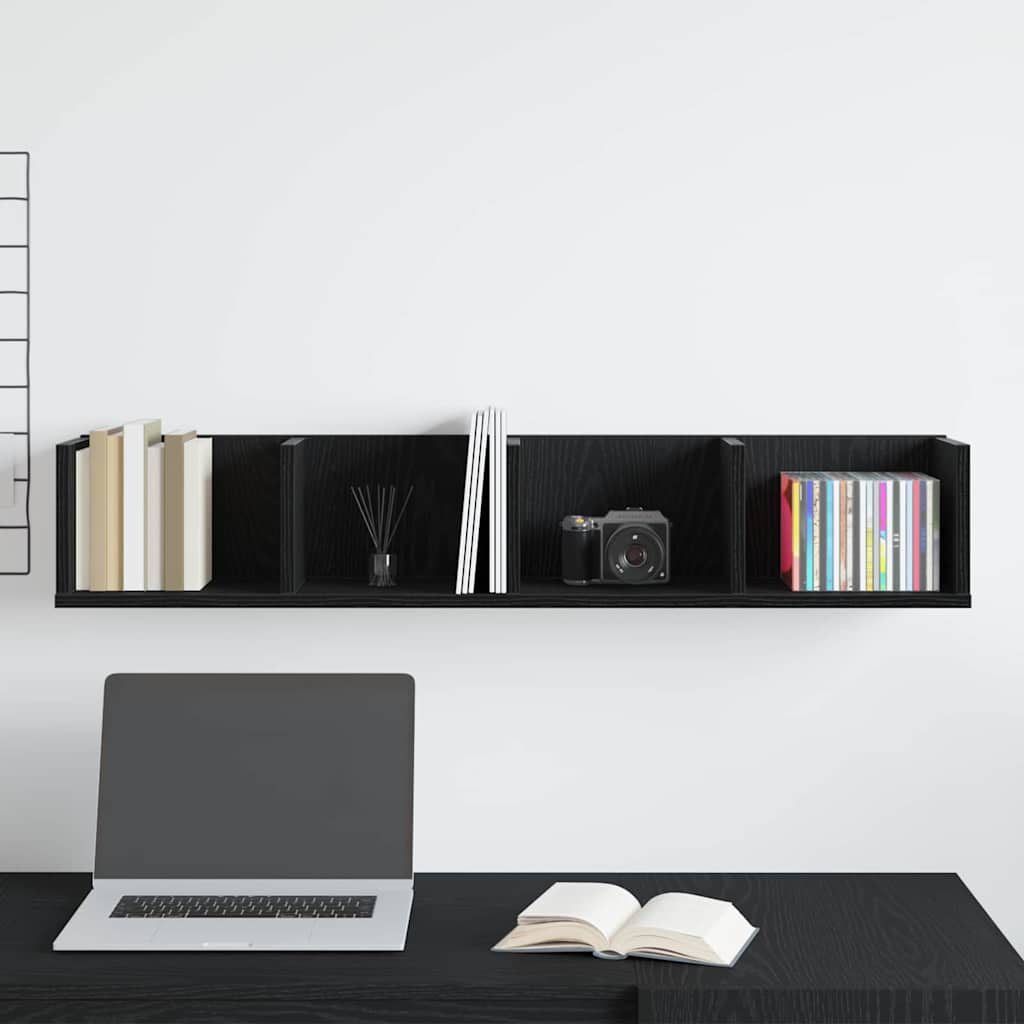 Wall Shelf Black Oak 100 x 18 x 18 cm Engineered Wood