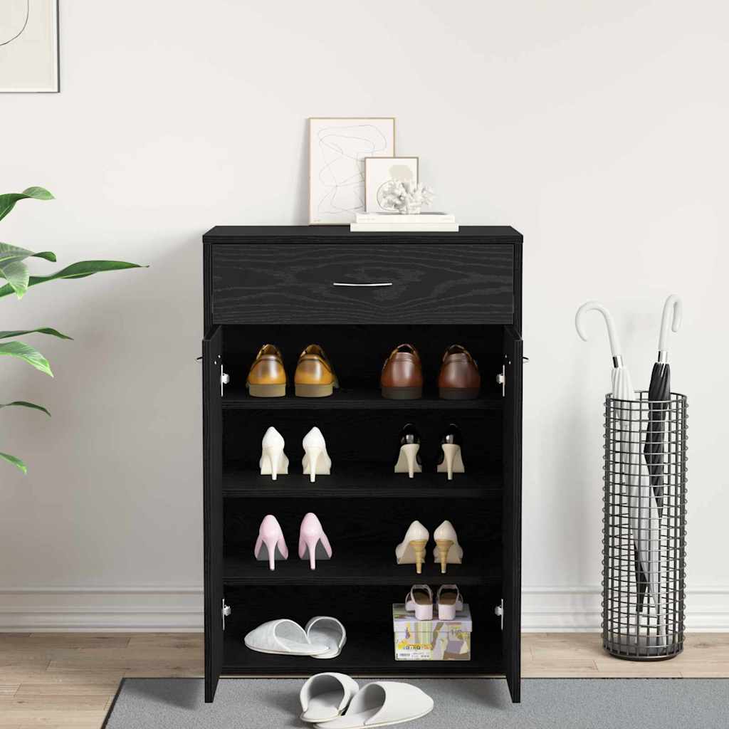 Shoe Rack 60 x 35 x 84 cm Engineered Wood Black Oak