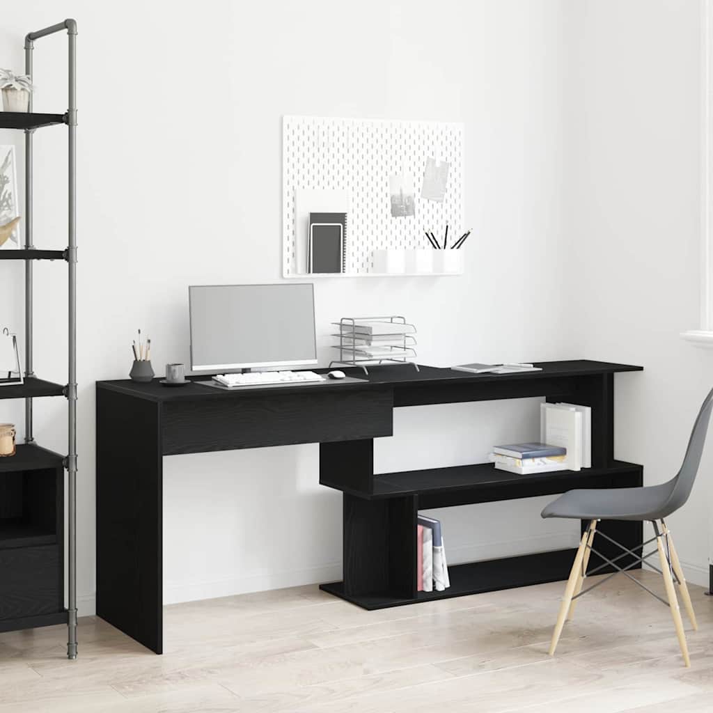 Desk Black Oak 200 x 50 x 76 cm Engineered Wood