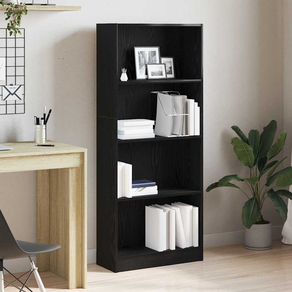 Bookshelf 60 x 24 x 143 cm Engineered Wood Black Oak