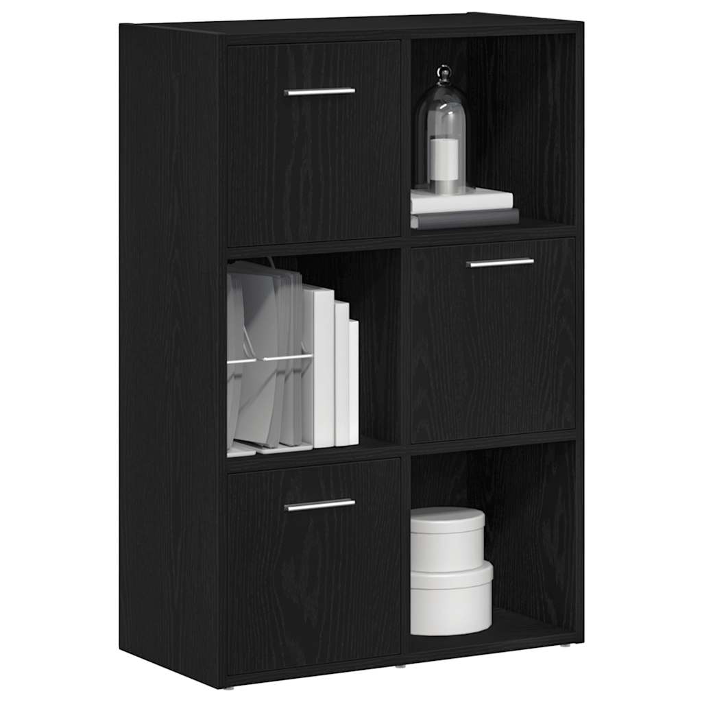 Book Cabinet/Room Divider Black Oak 60.5x30x90cm Engineered Wood