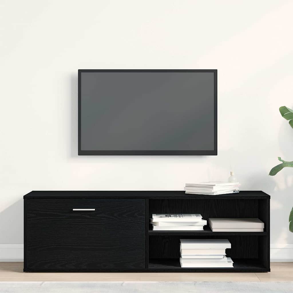 TV Cabinet Black Oak 120x34x37 cm Engineered Wood
