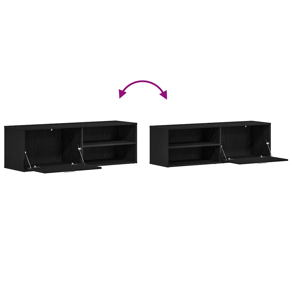 TV Cabinet Black Oak 120x34x37 cm Engineered Wood