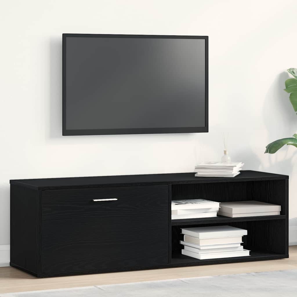 TV Cabinet Black Oak 120x34x37 cm Engineered Wood