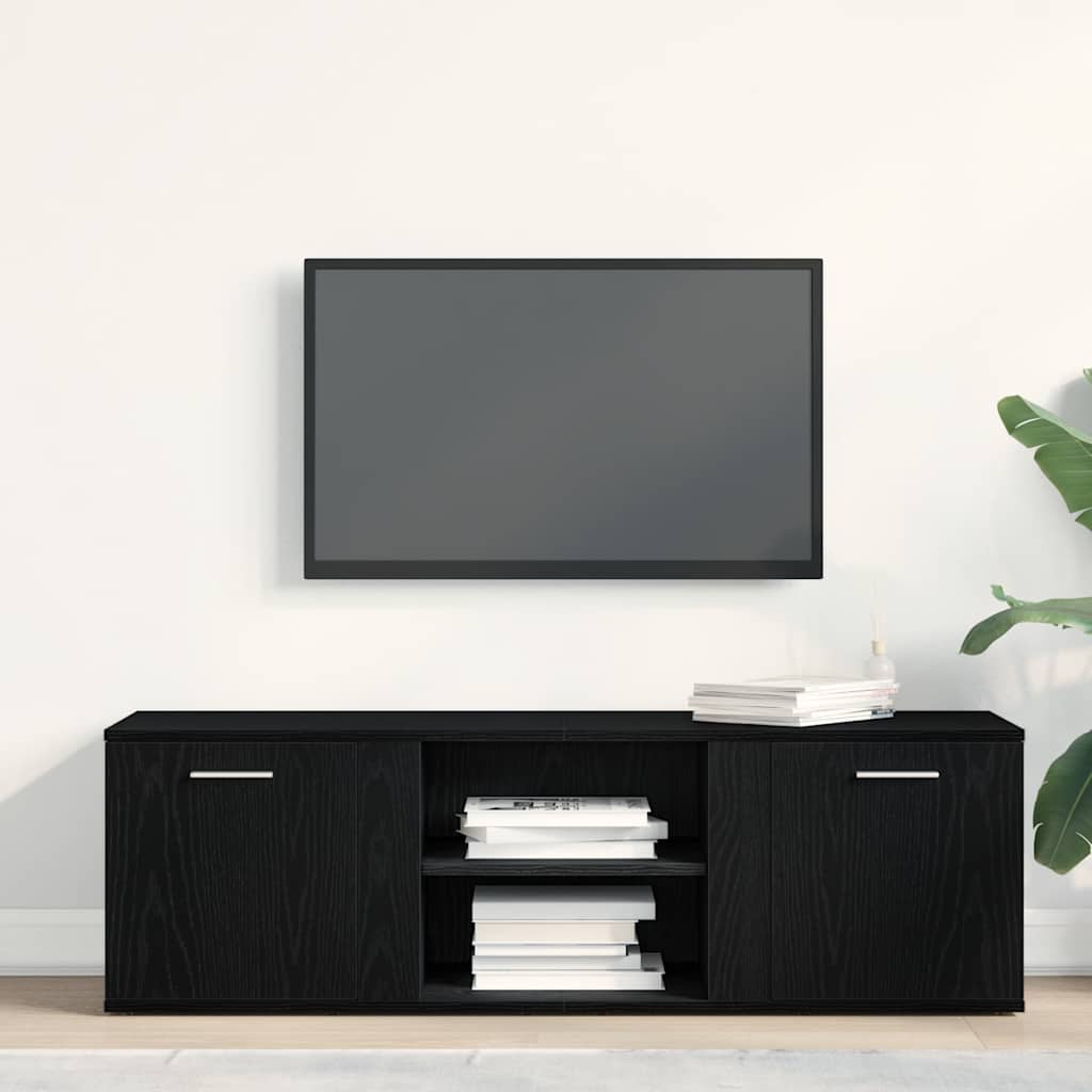 TV Cabinet Black Oak 120x34x37 cm Engineered Wood