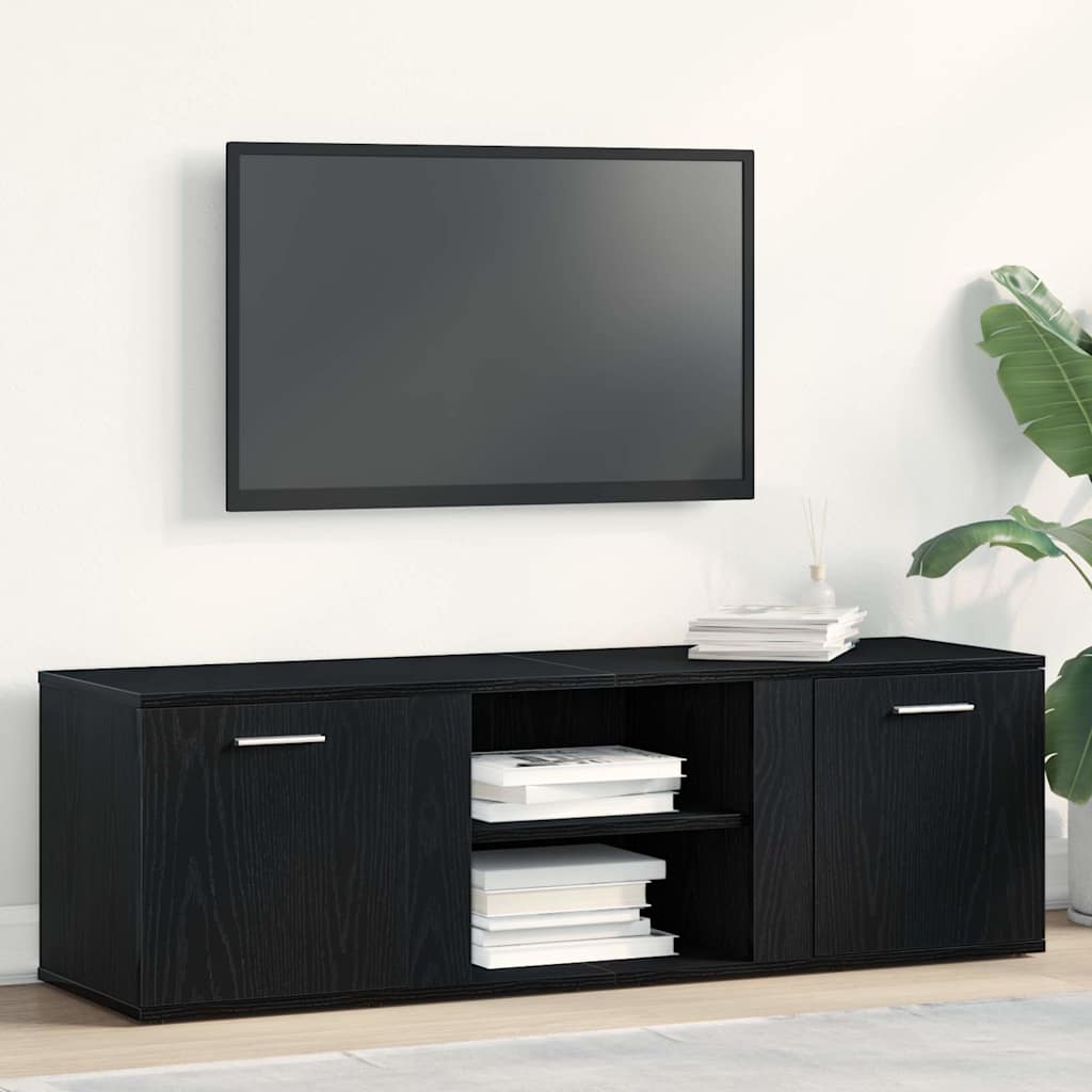 TV Cabinet Black Oak 120x34x37 cm Engineered Wood