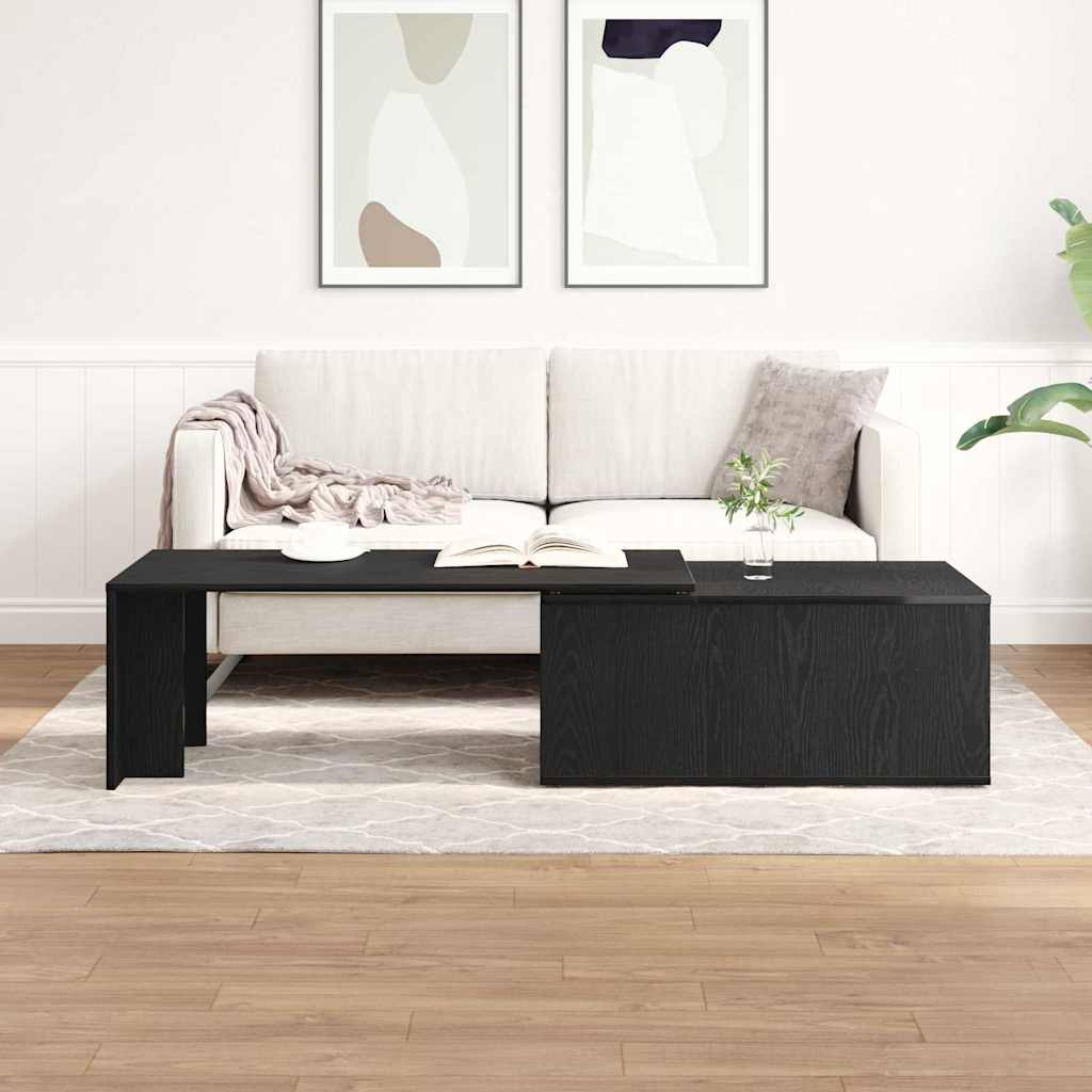 Coffee Table Black Oak 150 x 50 x 35 cm Engineered Wood
