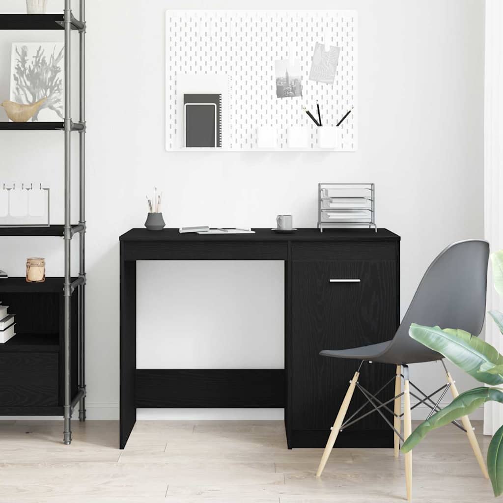 Desk with Storage Black Oak 100 x 50 x 76 cm Engineered Wood