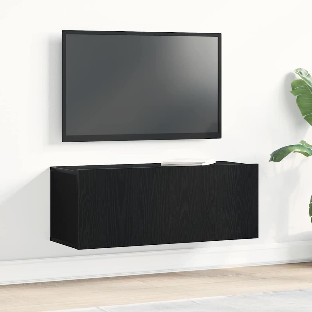 TV Cabinet Black Oak 80 x 30 x 30 cm Engineered Wood