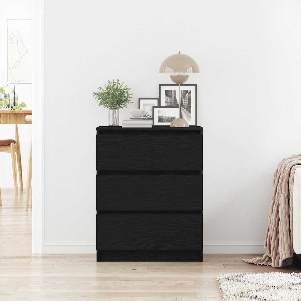 Sideboard Black Oak 60x35x76 cm Engineered Wood