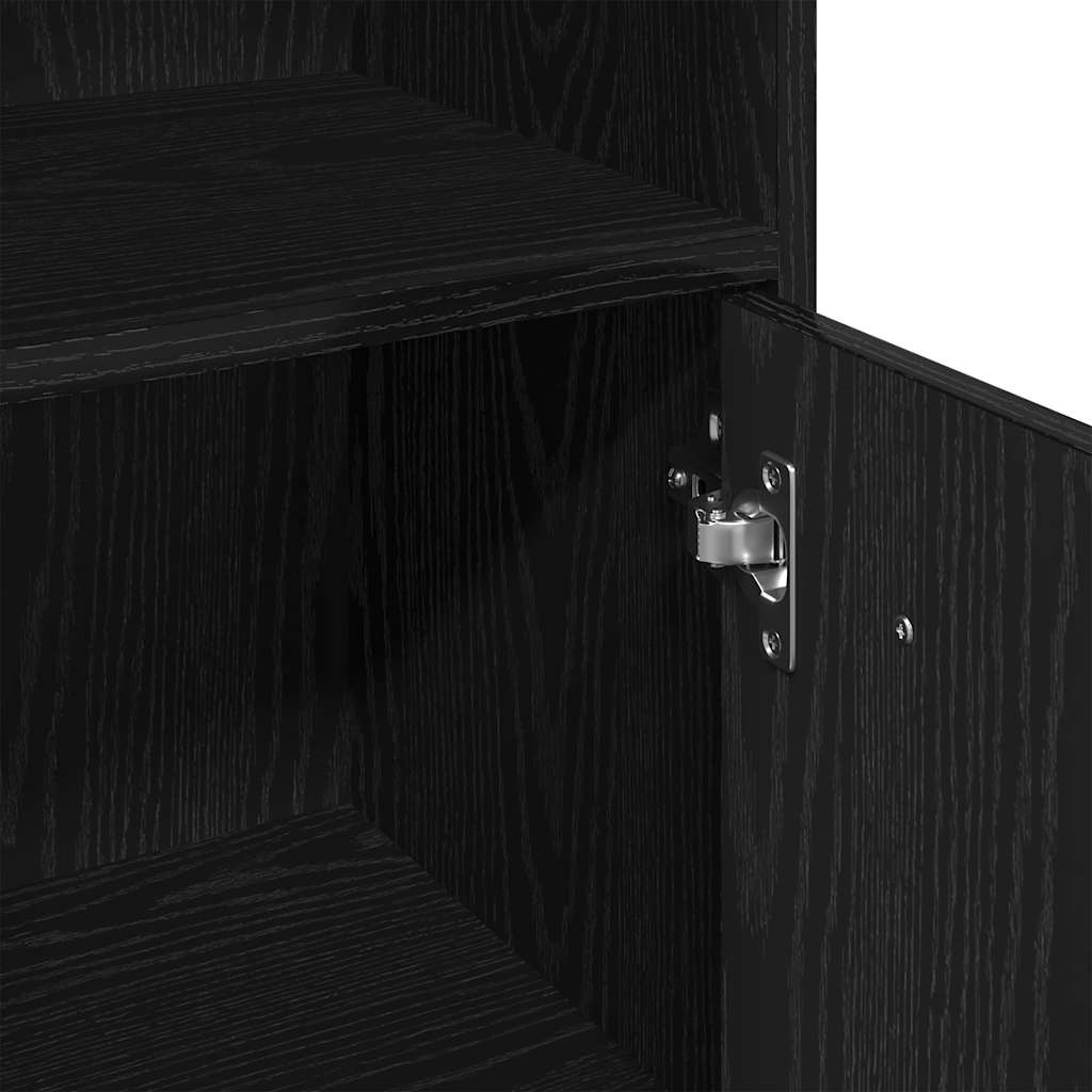 Bathroom Cabinet Black Oak 30x30x95 cm Engineered Wood