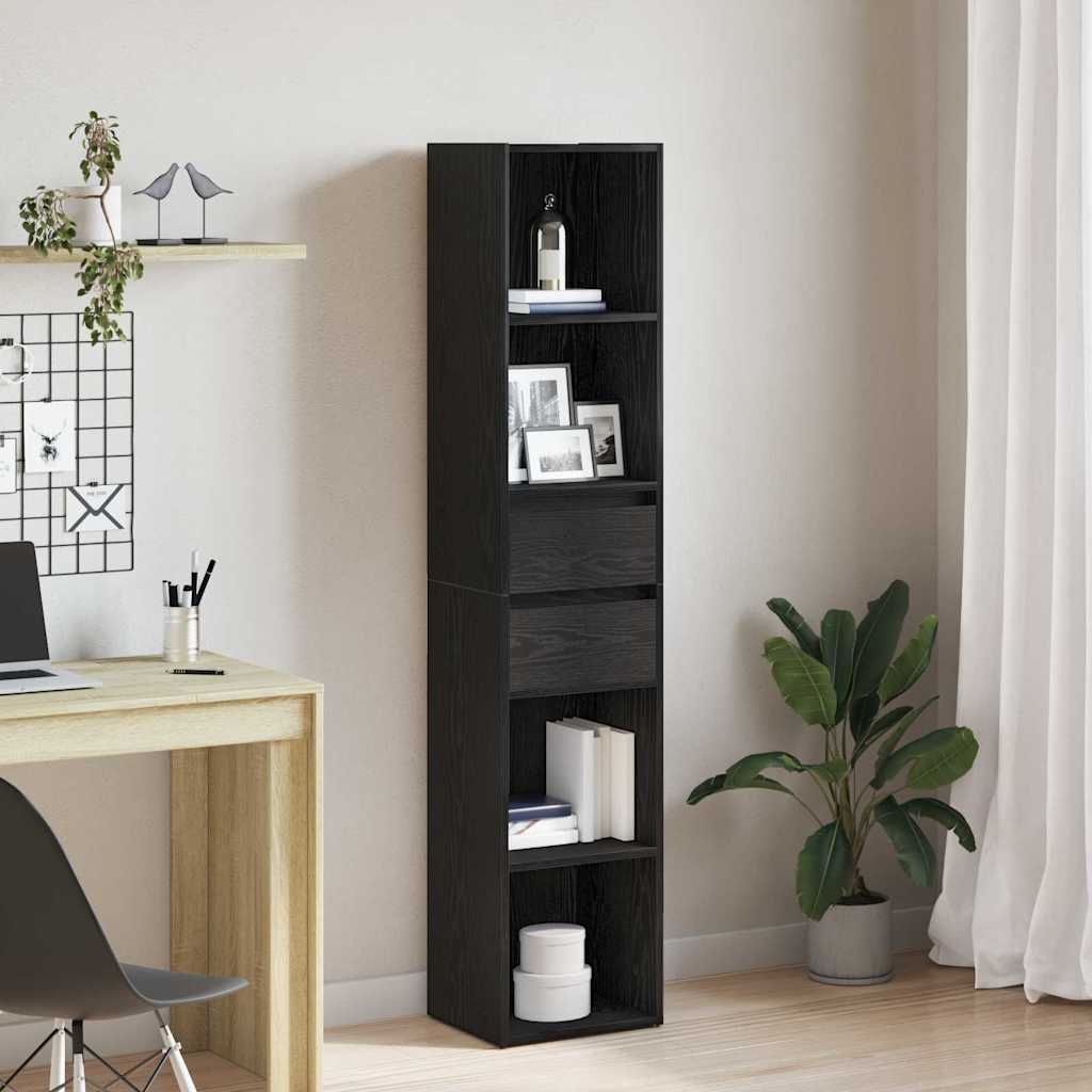 Book Cabinet 4-Tier 36 x 30 x 171 cm Engineered Wood Black Oak