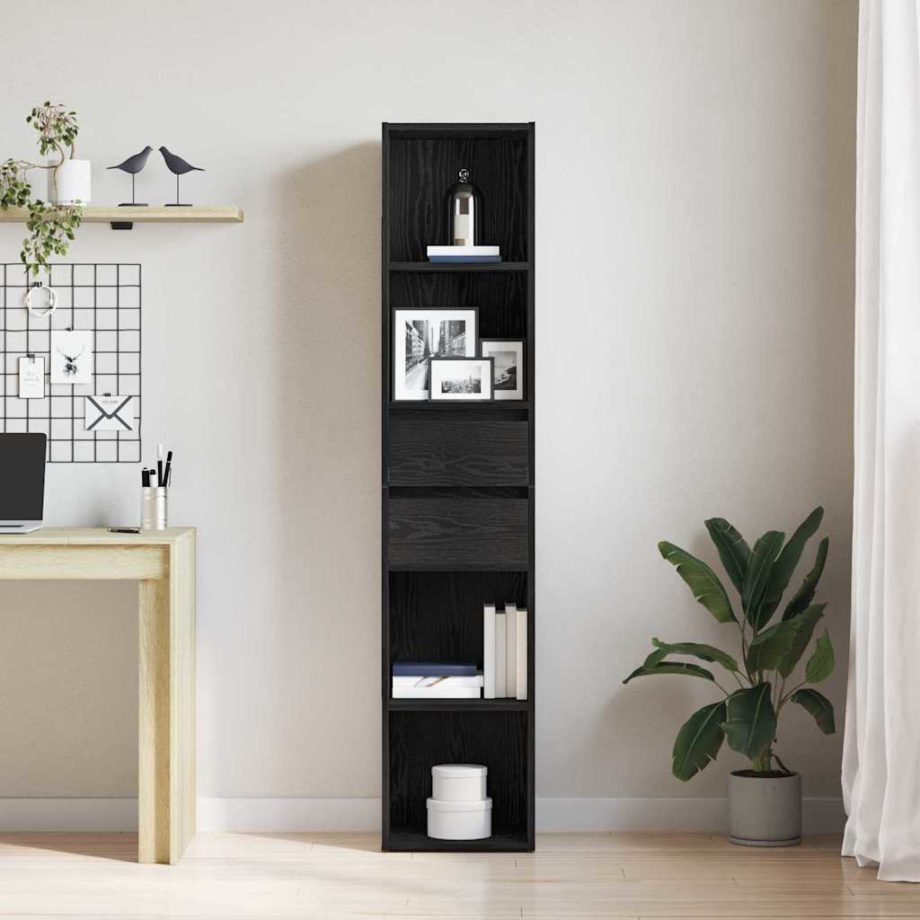 Book Cabinet 4-Tier 36 x 30 x 171 cm Engineered Wood Black Oak