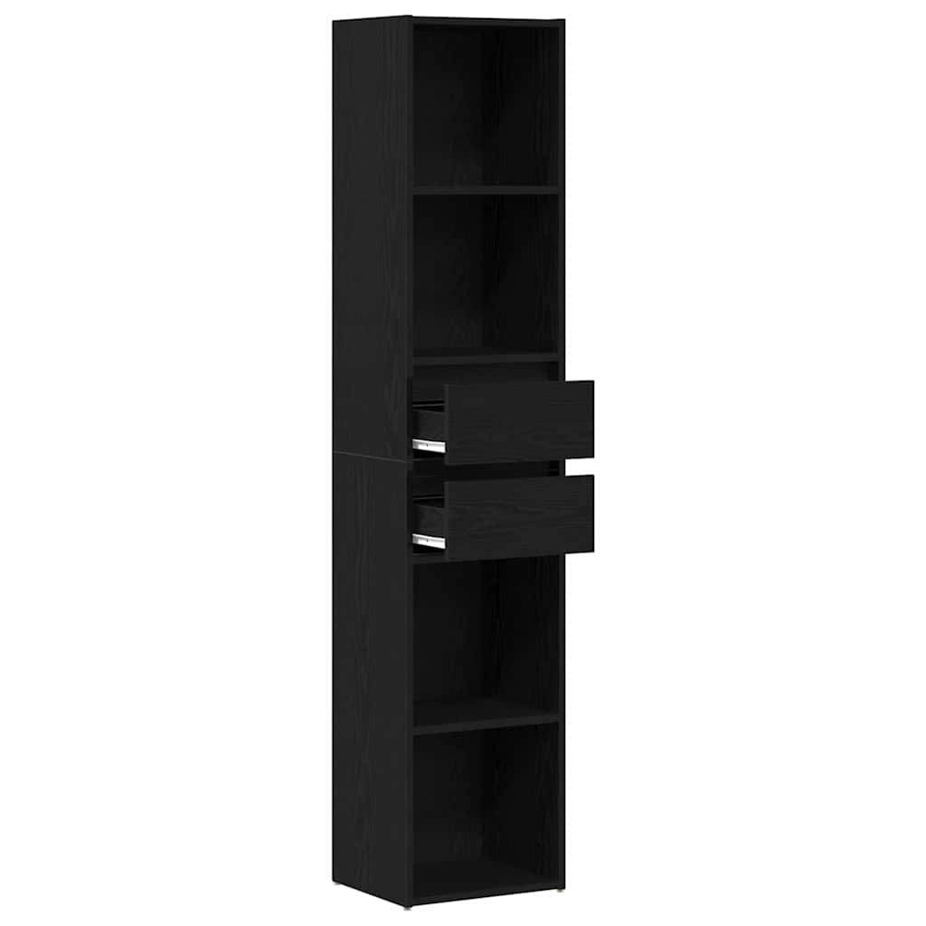 Book Cabinet 4-Tier 36 x 30 x 171 cm Engineered Wood Black Oak