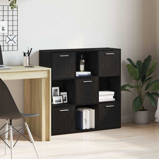 Book Cabinet Black Oak 90x28x90 cm Engineered Wood