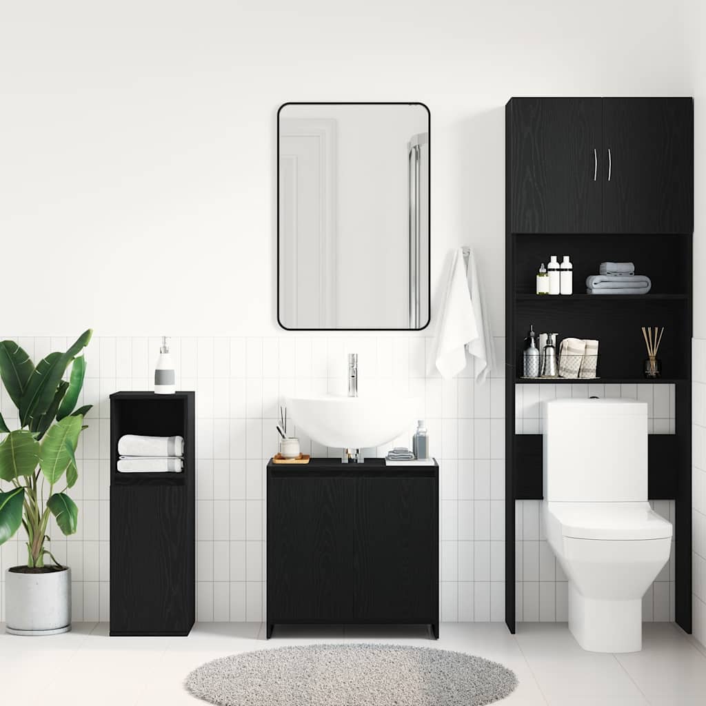 Bathroom Cabinet Black Oak 60x33x60 cm Engineered Wood