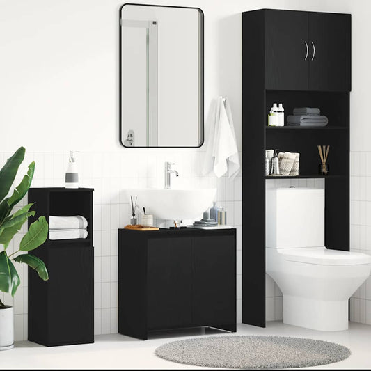 Bathroom Cabinet Black Oak 60x33x60 cm Engineered Wood