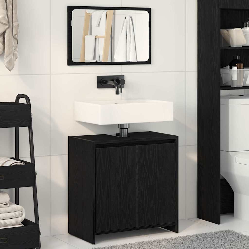 Bathroom Cabinet Black Oak 60 x 33 x 60 cm Engineered Wood
