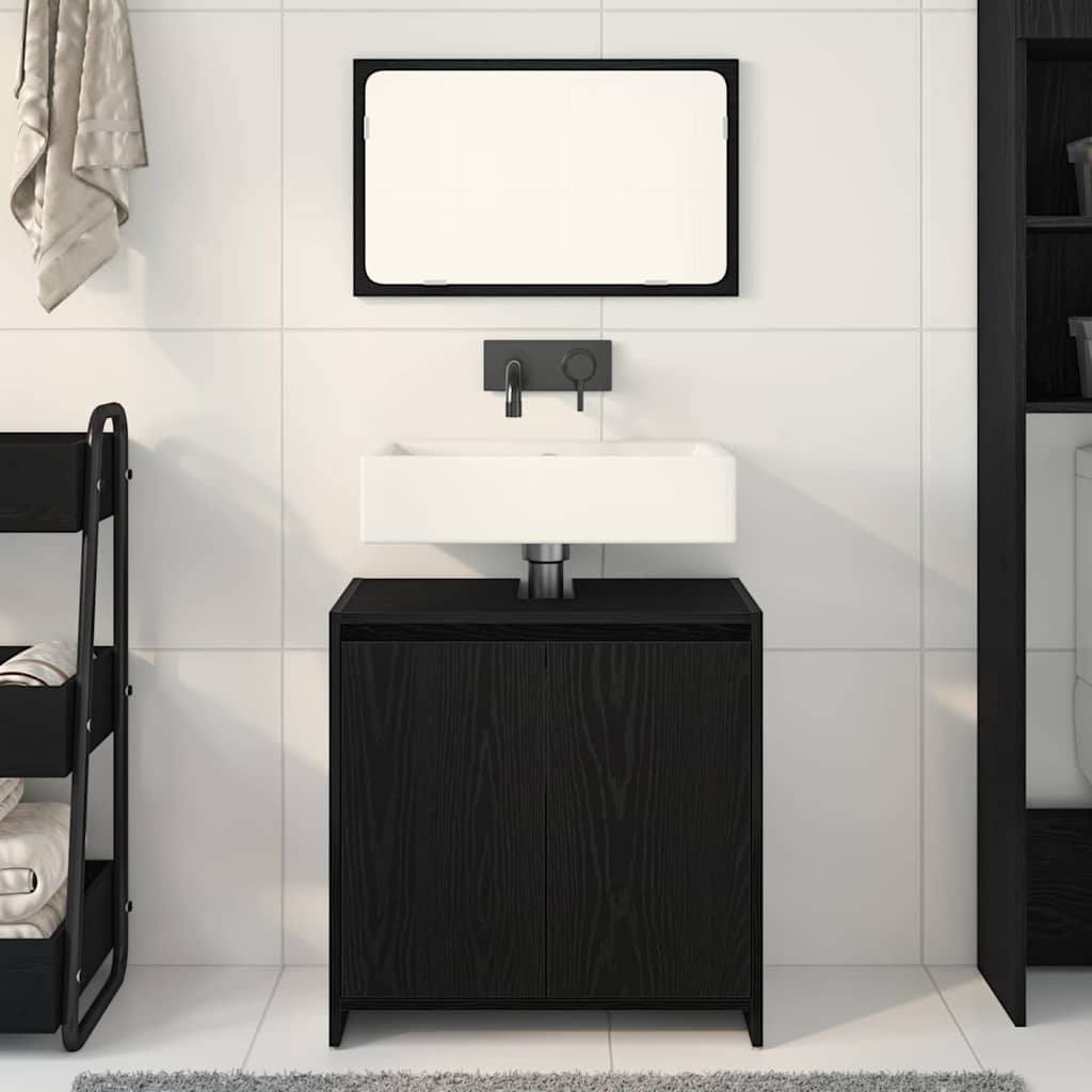 Bathroom Cabinet Black Oak 60 x 33 x 60 cm Engineered Wood